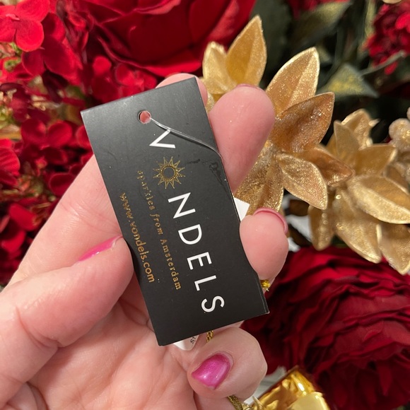 Christmas Ornament Gold Glitter Ribbon Bow Glass Handblown Vondels Amsterdam NWT - Picture 5 of 6